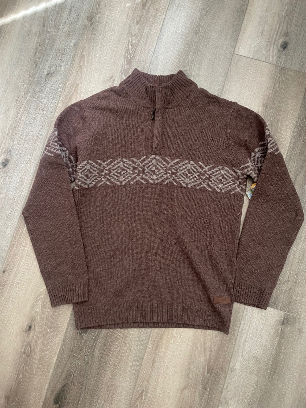 Mens 100% Merino Wool 1/4 Zip Sweater size large
